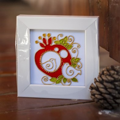 تابلو ویترای طرح انار و مرغ آمین کد sght-552