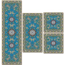 ترمه طرح شاهکار رنگ آبی مجموعه 4 عددی کد sght-245